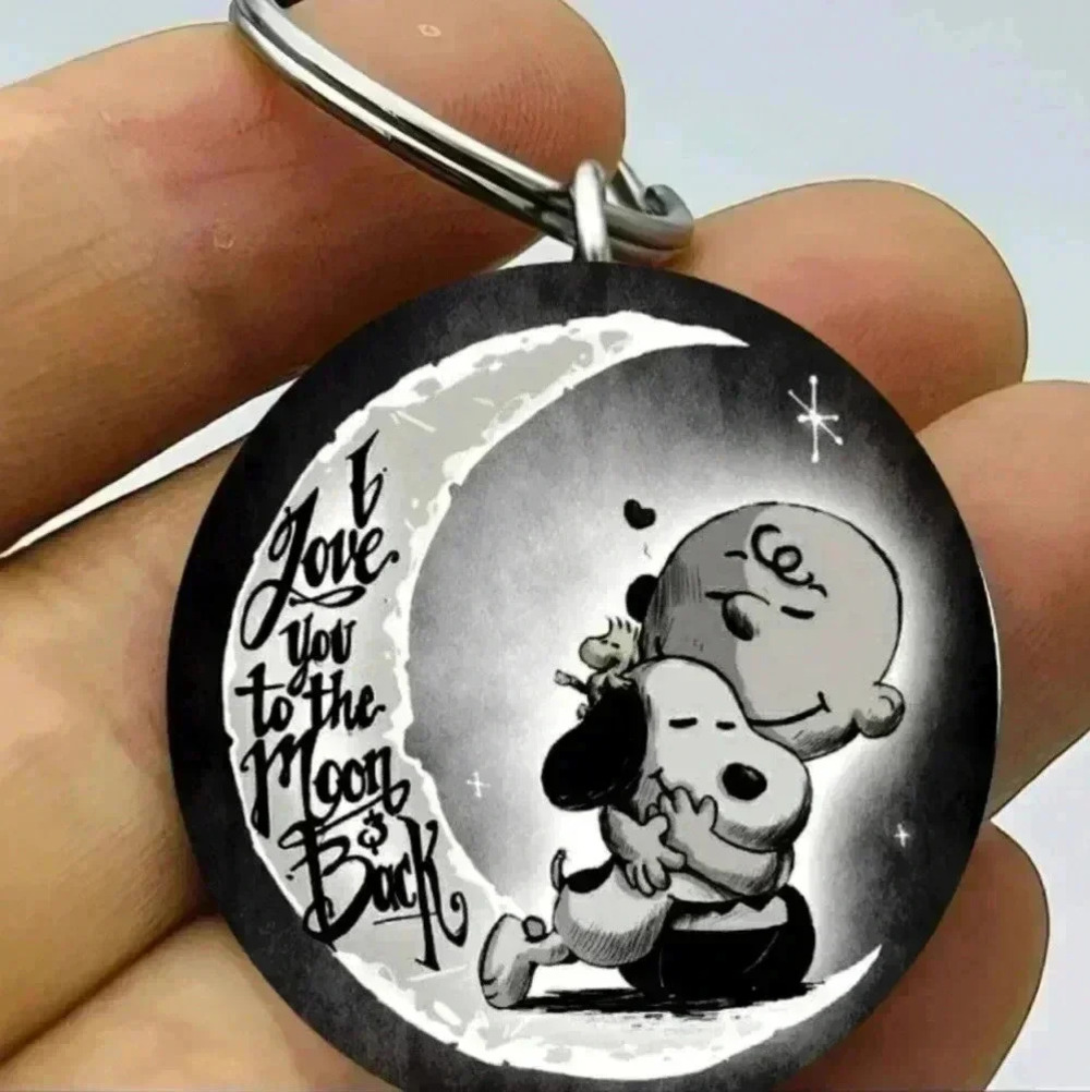 Snoopy I love you moon to back hot Keychain